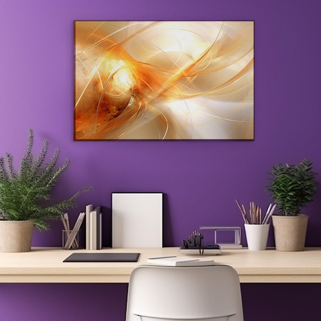 Canvas for Living room. Glowing Vortex of Warmth: Swirling Abstract Art in Gold and Orange, 27 x 18 inch Canvas Wall Art - Ready to Hang