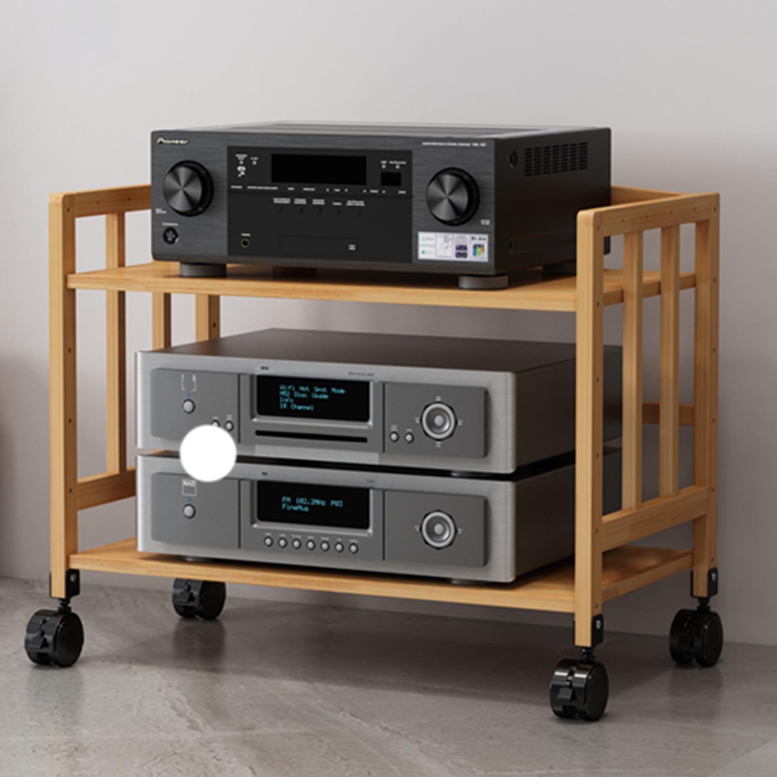 Console regolabile in legno con supporto girevole e ripiano a 2 ripiani per soggiorno/ufficio - Supporto TV e supporto per musicisti da 50-80 cm, perfetto per gli amanti della musica