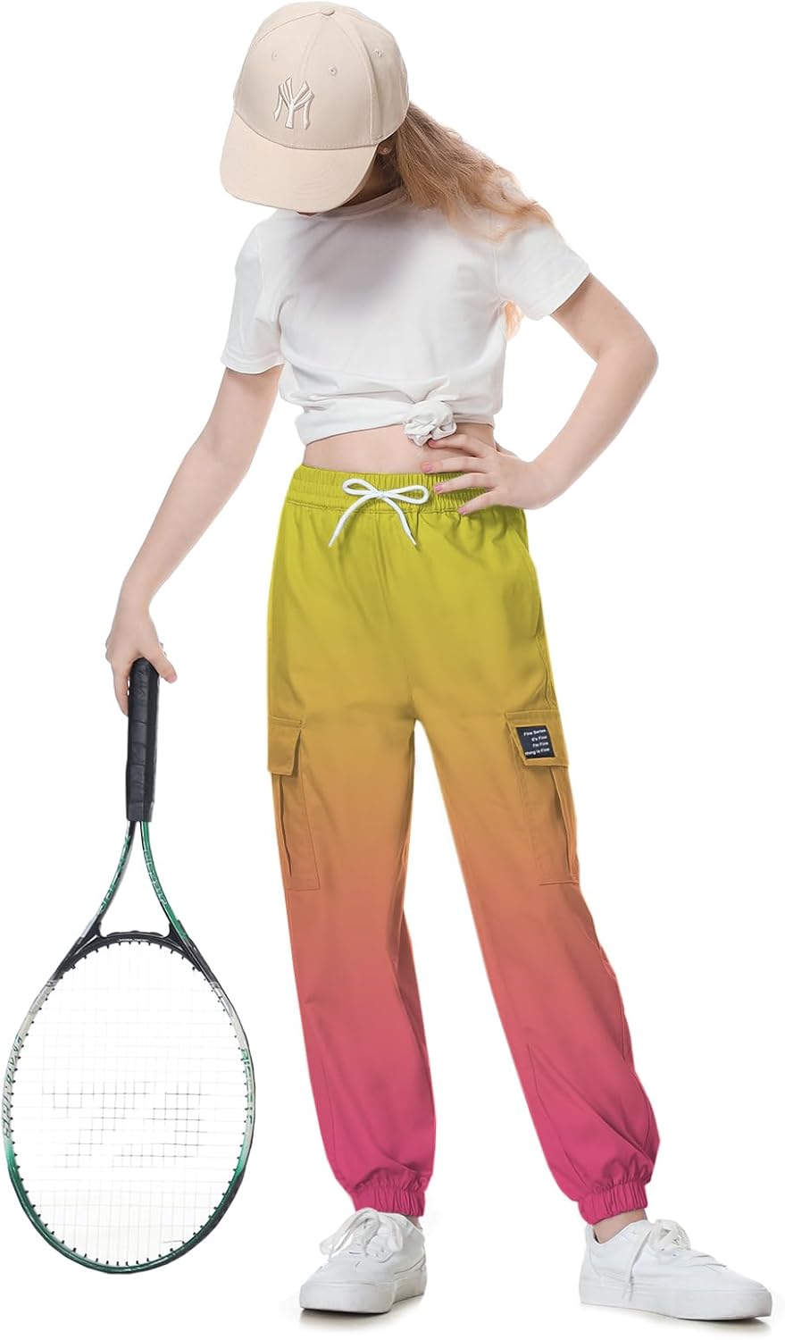 SANGTREE Girls & Womens Printing Cargo Jogger Pants,6 Years - Women 2XL - Image 2