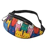 Generic Cute Cat Print Fanny Pack For Women Men, With Adjustable Strap, Lightweight Waterproof Waist Bag For Sport Walking Running