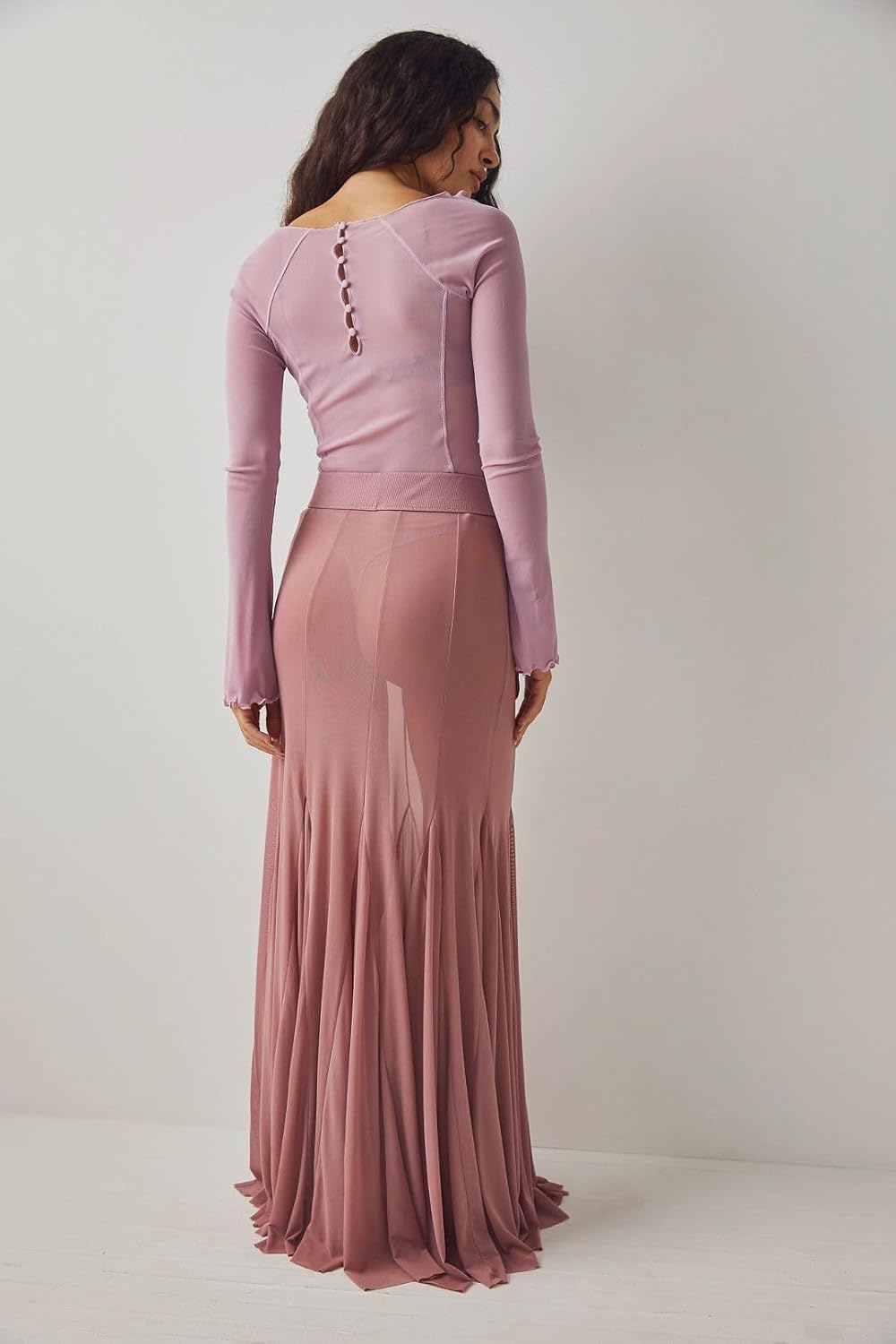 Womens Maxi Skirts Mesh Pleated 2025 Summer Trendy Sexy Club Sheer Boho Beach Cover Up Flowy Long Tulle Skirt - Image 3