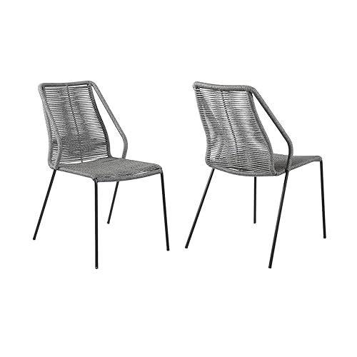 Armen Living Clip Modern Indoor Outdoor Patio Stackable Steel Dining