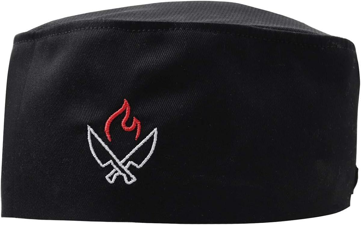 10oz apparel Mesh Top Chef Skull Hat with Piping (Black Chef Knifes): Clothing, Shoes & Jewelry
