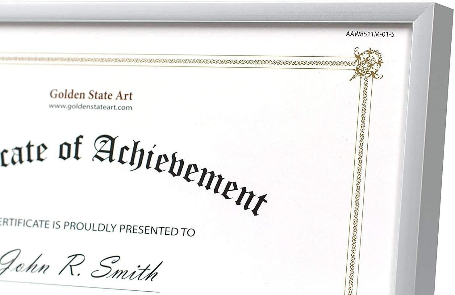 Golden State Art, 8.5x11 Aluminum Frame, Real Glass, Metal Frame for 8.5 by 11 inch Document, Certificate, Diploma. with Easel Stand (Silver, 3 Pack)