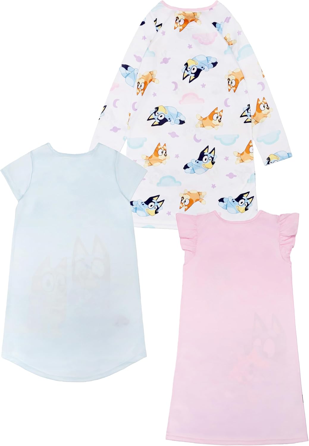 Bluey Girls' 3-Pack Comfortable Nightgown, Fantasy Gown, Soft & Cute Pajamas for Kids
