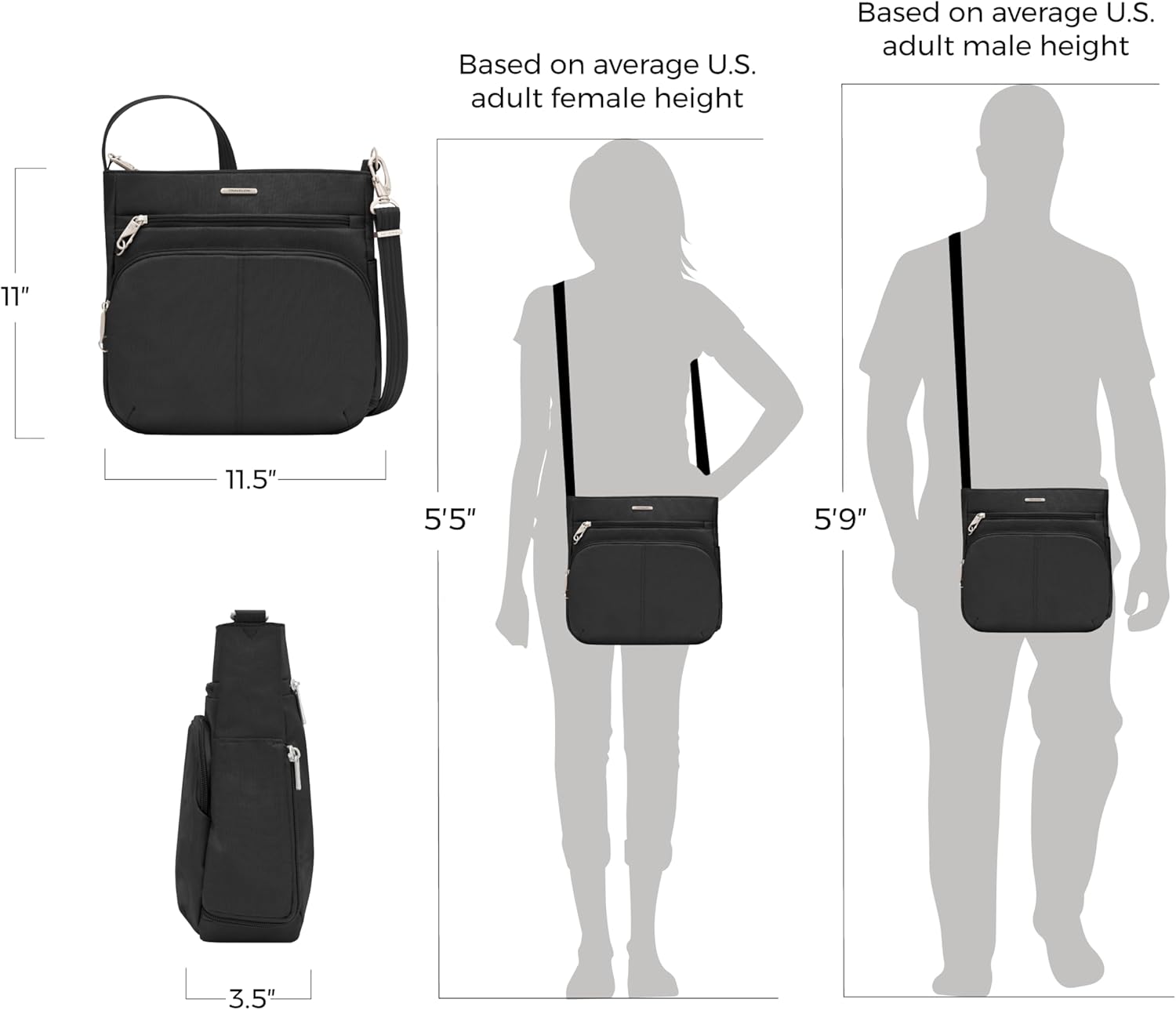 Travelon Anti-Theft Classic North/South Crossbody Bag - Image 6