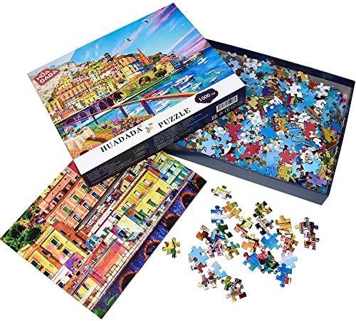 HUADADA Jigsaw Puzzles 1000 Pieces for Adults | Seaside Town | 1000 Piece Puzzle Educational Games Home Decoration Puzzle.