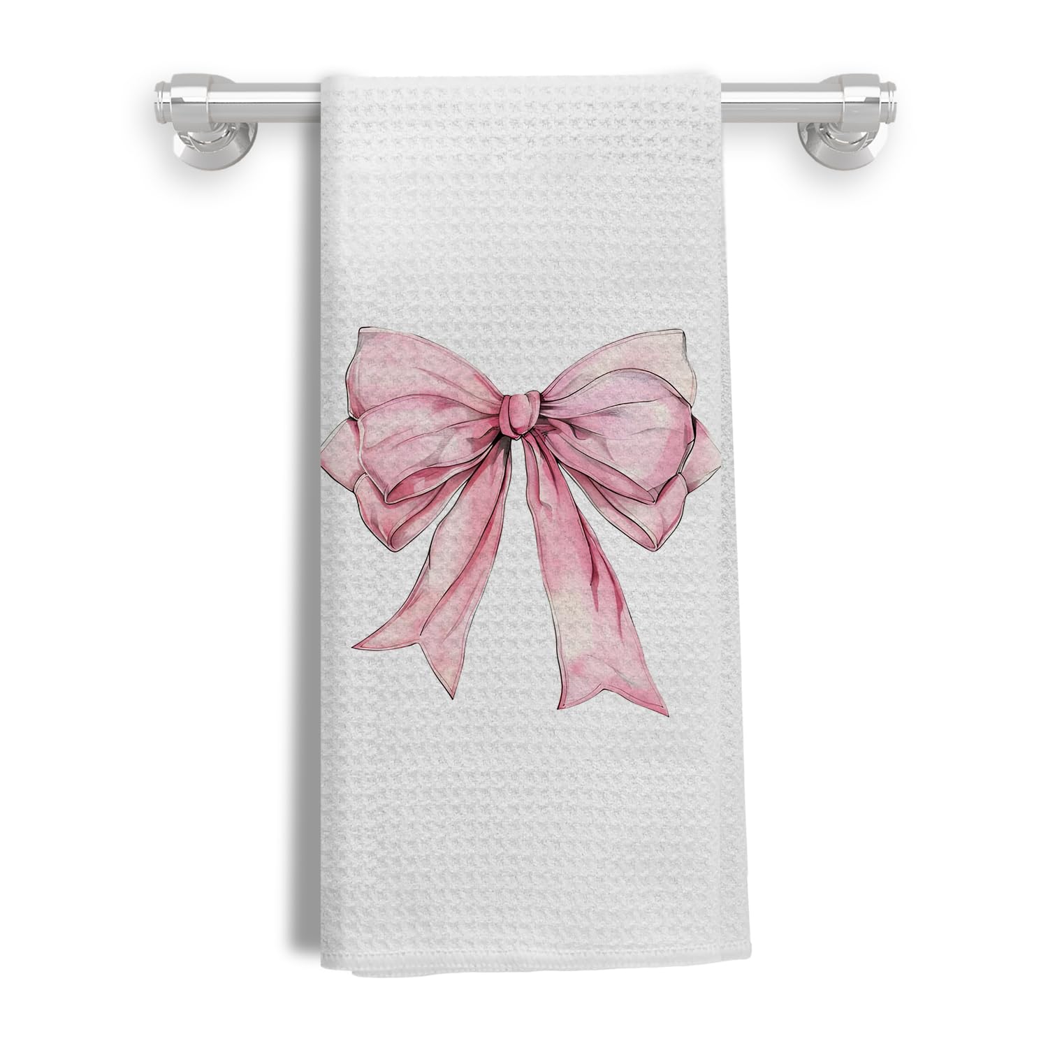 Amazon.com: Kemingni Pink Bow Coquette Kitchen Towels, Pink Preppy Hand Towels for Bathroom ...