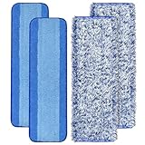 4 Pack Microfiber Cleaning Pad for Bona Mop Safe for Hardwood & Hard Surface Floors Dry Wet Floor Cleaning - Includes 2 Microfiber Cleaning Pad and 2 Dusting Pad - Microfiber Mop Pads for 18Inch Mop