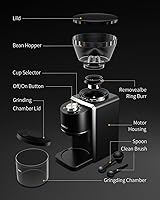 Vista 7 de Molinillo de café con rebabas cónicas, molinillo eléctrico de granos de café para moler preciso, 35 ajustes, selector de 2 a 12 tazas, diseño