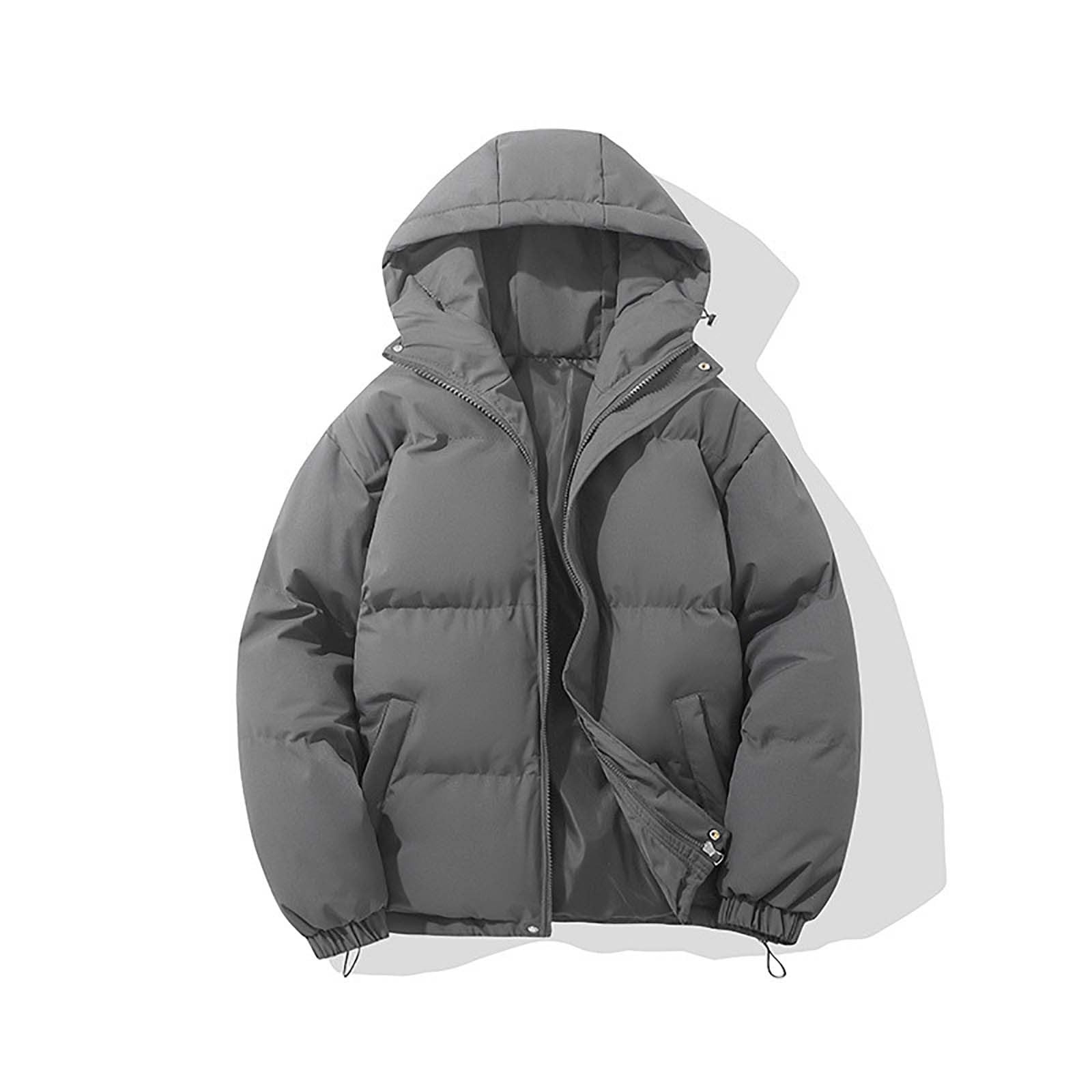 Doudoune homme hiver manches longues col rabattu poche couleur unie