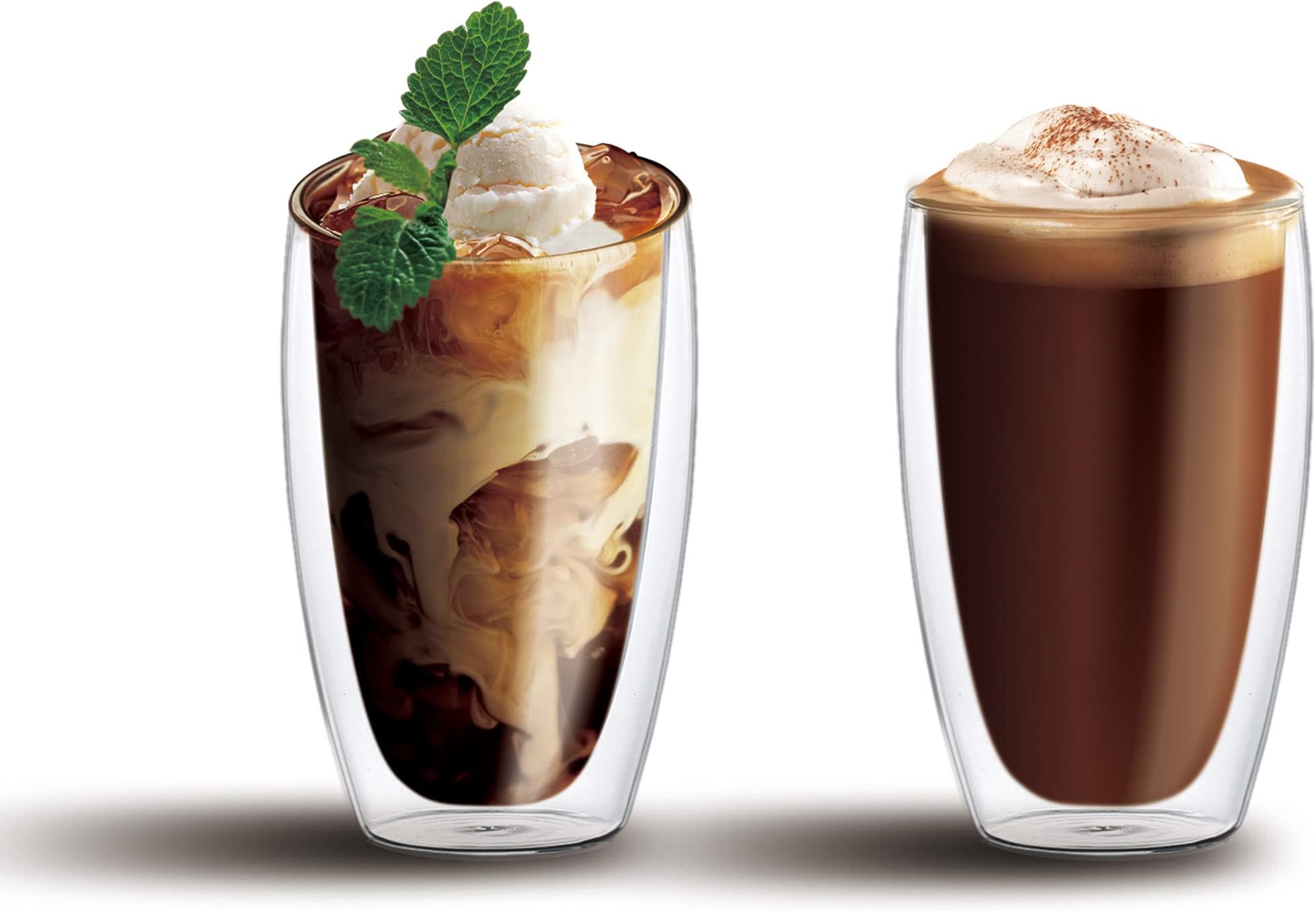 450Ml Double Wall Glass Cup 2Pcs Set Borosilicate Glass For Coffee, Tea, Whiskey, Cocktails & All Beverages - Minimalistic & Durable Double-Wall Drinking Mug Gc-450-2