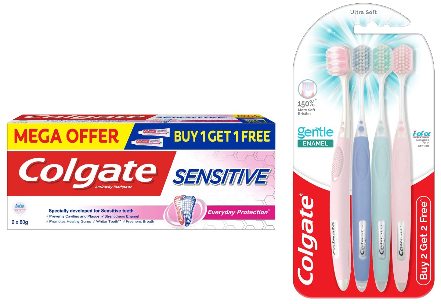Colgate Gentle Enamel Ultra Soft Bristles Manual Toothbrush for adults, 4 Pcs & Colgate Sensitive Everyday Protection Toothpaste, Twin Pack Of 160g (80g X 2)-picture-22
