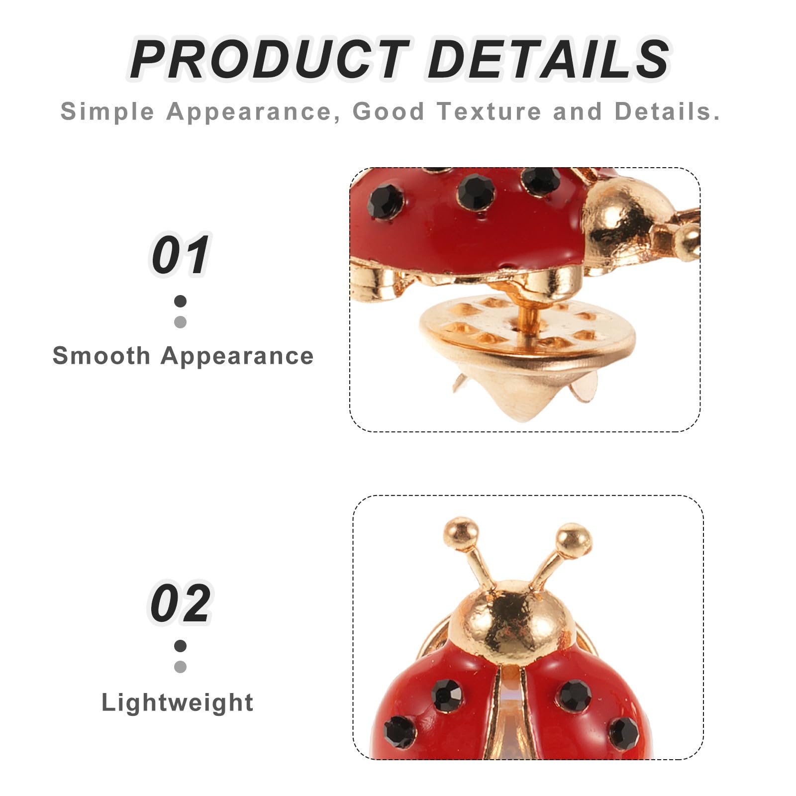 30 Pezzi Spilla Coccinella Vintage in Lega per Donna, per Abiti e | Fissaggio Nascosto, Struttura Robusta, Cristalli Lisci, Uso Quotidiano in Ufficio, per Sciarpe e Giacche