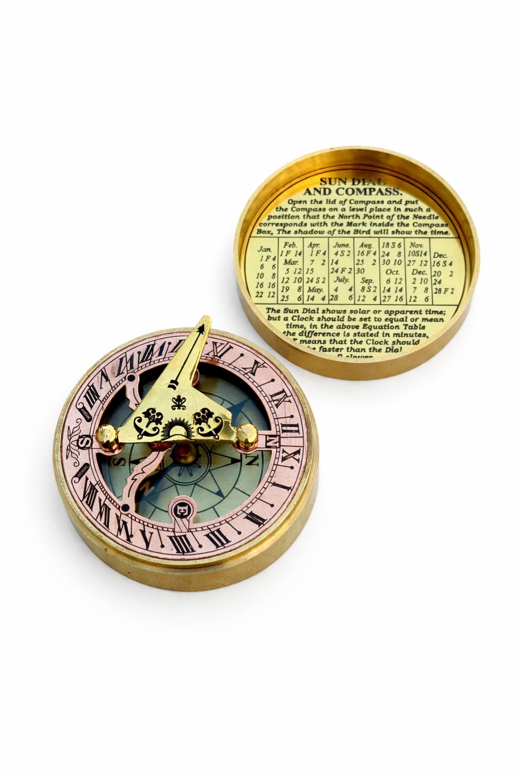 Anniversary Sundial Compass Gift for Him or Her - Keepsake for Husband, Wife or Couple, Men Wedding Anniversary 50th 40th 25th 20th Year Love Celebration. (Anniversary Sundial - Wooden Box)