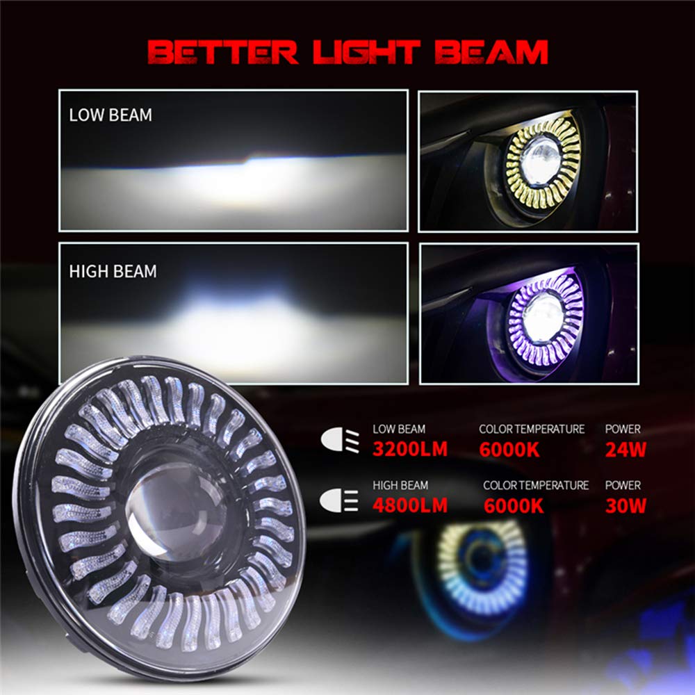 Amazon.co.jp: RGB 7インチLEDデュアルビームヘッドライト自動車照明用