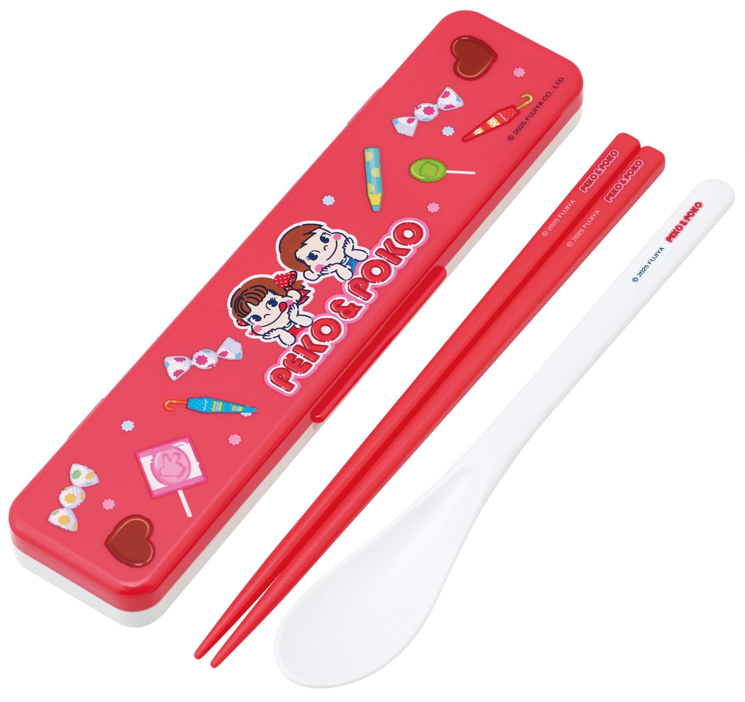 スケーター(Skater) 箸 スプーンセット 弁当 大人用 抗菌 コンビセット 18cm カチャカチャ鳴らない 日本製 ペコちゃん おかし CCS3SAAG-A