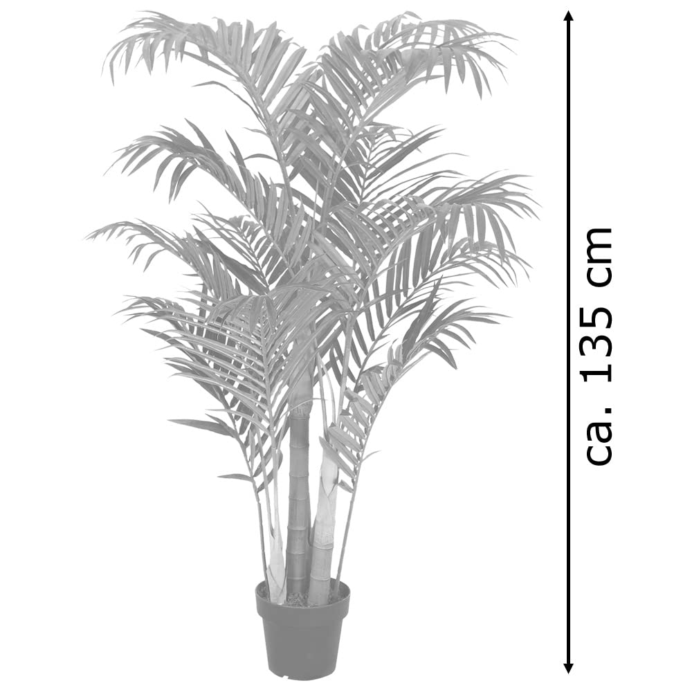 Künstliche Palme groß Kunstpalme Kunstpflanze Palme künstlich wie echt Plastikpflanze Arekapalme 135 cm hoch Balkon Dekoration Deko Decovego