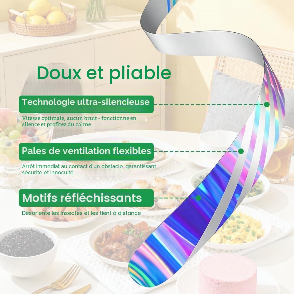 Ventilateur Anti-Mouches, 2 Pièces Ventilateur Anti-moustiques Mouches Fly Fan sans Produits Chimiques Répulsif à Mouches Répulsif à Pales pour Intérieure et Extérieure