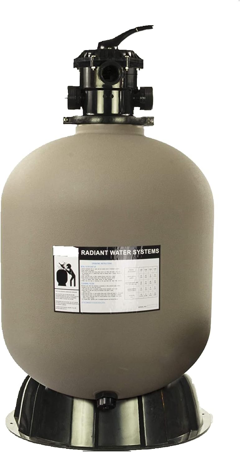 Rx Clear Radiant Complete Sand Filter System | for Inground Swimming Pool | Mighty Niagara .90 THP Pump | 24 Inch Tank | 300 Lb Sand Capacity | Up to 33,000 Gallons