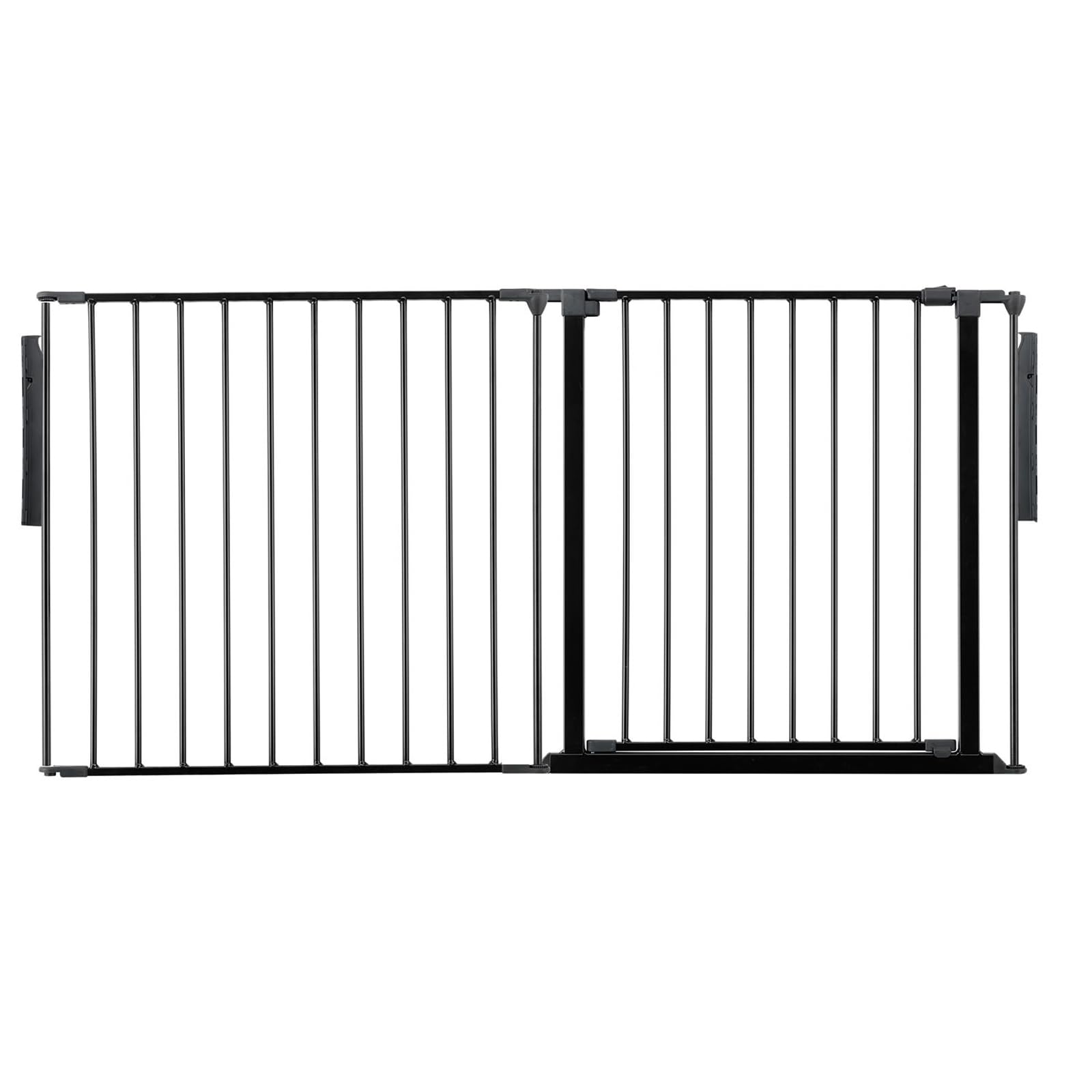 Safetots Premium Multi Panel Room Divider, up to 154cm Wide, Black, 70cm Tall, Multi Panel Flexible Room Barrier, Room Divider with Door for Baby and Toddler, Easy Installation