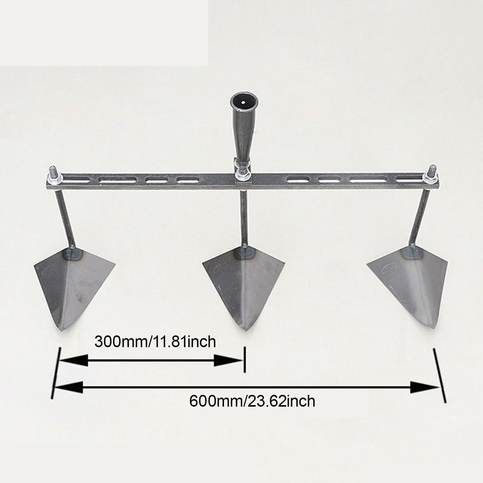 Milageto de jardín con Cabeza Triangular, Manual de Acero para Patio, Herramienta agrícola con espaciado Ajustable para Principiantes, jardineros y, 60cm Tres Cabezas