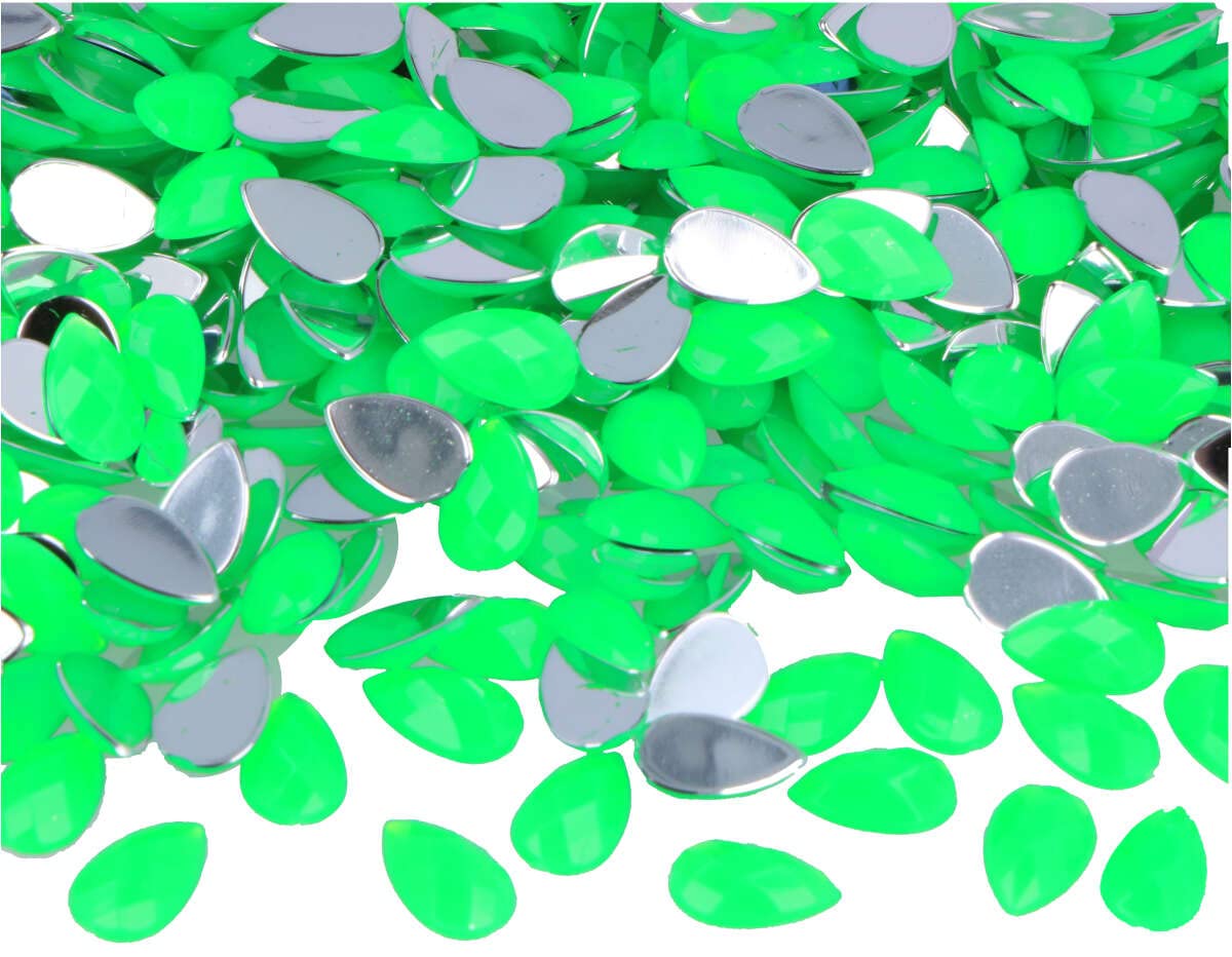 INNSPIRO Gemelli decorativi acrilici goccia verde fluo 8 x 13 mm. 2000 u.Ca.