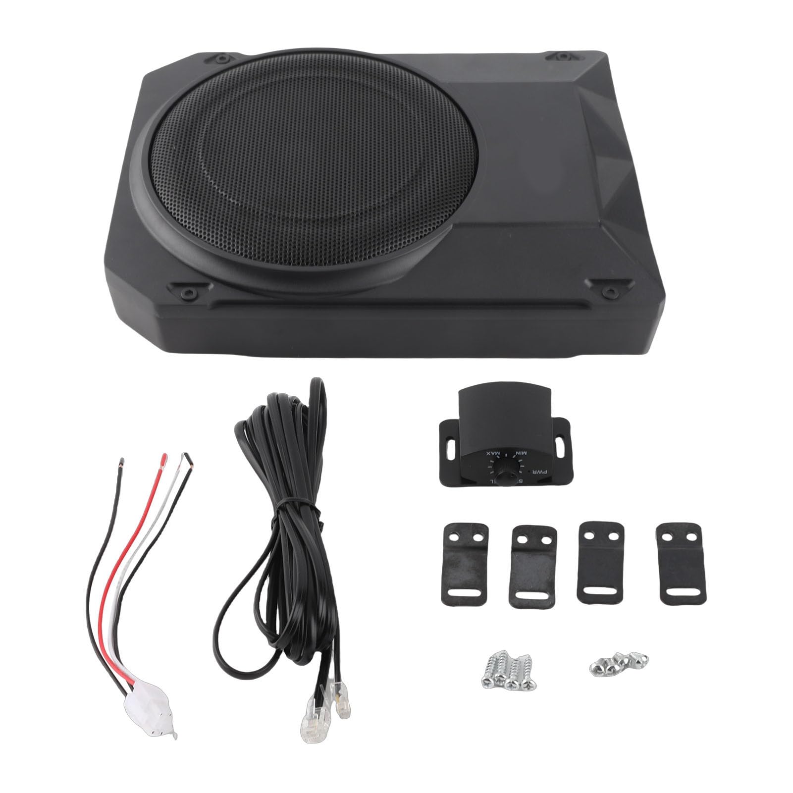 Ausla Subwoofer per Auto, Subwoofer Attivo Sotto il Sedile in Ferro e Alluminio DC12V 600W con Filtro Passa Basso Bass Boost Ingresso Livello Alto Basso per Aggiornamento Audio Universale per Auto