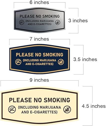 Miniatura 5 de Signs ByLITA Fancy Please NO SMOKING (incluyendo marihuana y cigarrillos electrónicos) Letrero (oro cepillado) - Grande