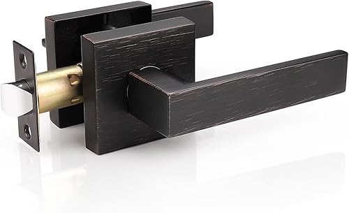 Miniatura 8 de Probrico Moden - Paquete de 5 manijas de puerta de paso resistentes para armarios y pasillo, juego de manijas cuadradas sin llave con acabado de