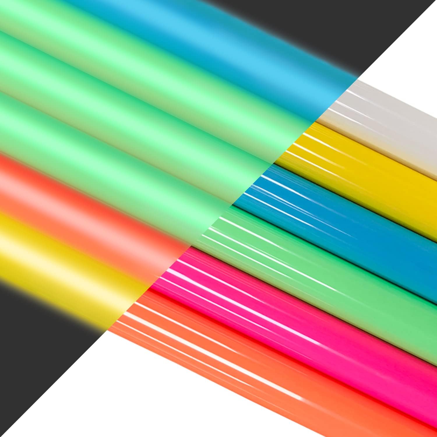 QUERICKYQUERICKY Glow in Dark HTV Heat Transfer Vinyl, Luminous Fluorescent Color Iron on Vinyl, 6 Pack 30.5 x 25cm Transfer Adhesive Vinyl for Fabrics Shirt Clothing
