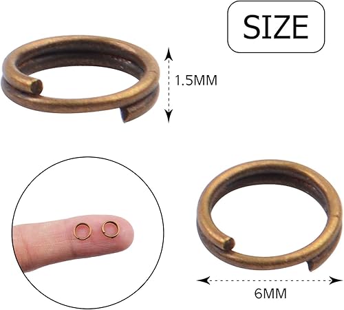 Vista 79 de Aylifu 200 anillos de metal divididos, anillos de salto de doble bucle chapados en níquel de 0.63 pulgadas, pequeños anillos de llavero de cristal