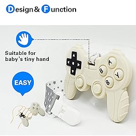 Cool Remote Game Control Teething Toy for Babies 0-6 6-12 Months,Game Controller Teether for Gamer Parents,Baby\'s First Valentines Day Gifts,Silicone Remote Chew ToysWhite