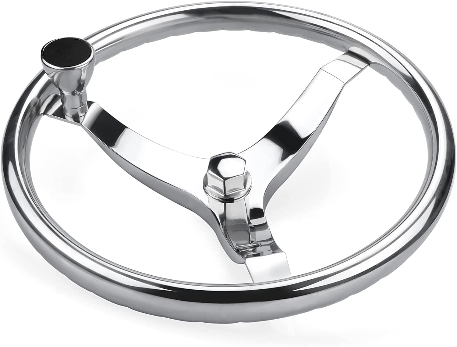 13.5 Inch Boat Steering Wheel with 3/4“ Tapered Shaft, Anti-Slip Knurling Steering Wheel with Turning Knob 1/2"-20 Nut for Teleflex Manual Cable Type Steering Helm