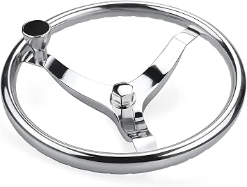 13.5 Inch Boat Steering Wheel with 3/4 Tapered Shaft, Anti-Slip Knurling Steering Wheel with Turning Knob 1/2"-20 Nut for Teleflex Manual Cable Type Steering Helm