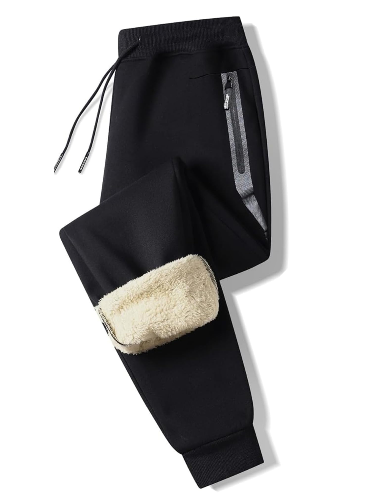 Tansozer Pantalon Homme Chaud Doublé de Polaire Coton Pantalons de Sport Jogging Homme avec Poches Zippées