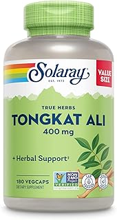 SOLARAY Tongkat Ali 400 mg - Longjack Tongkat Ali para hombres - Apoyo herbal para la salud y vitalidad masculina - Vegano, sin OGM, verificado en laboratorio - 180 porciones, 180 VegCaps
