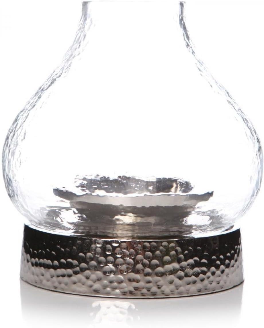 16cm Glass & Aluminium Hurricane Lantern Lamp Tealight Pillar Candle Holders