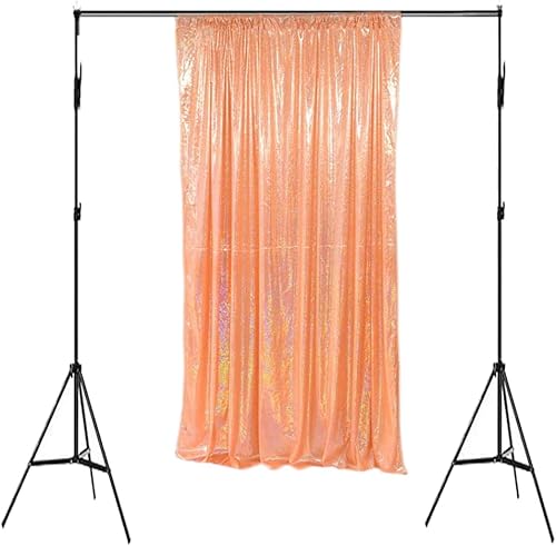 Miniatura 10 de LQIAO - Cortina de telón de fondo de tela holográfica con purpurina, color rosa