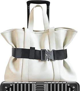Collwait Travel Belt for Luggage, Luggage Strap for Carry on Bag, Stylish & Adjustable Travel Straps for Luggage, Travel Belt for Luggage Over Handle, Black Luggage Straps for Suitcases Add a Bag