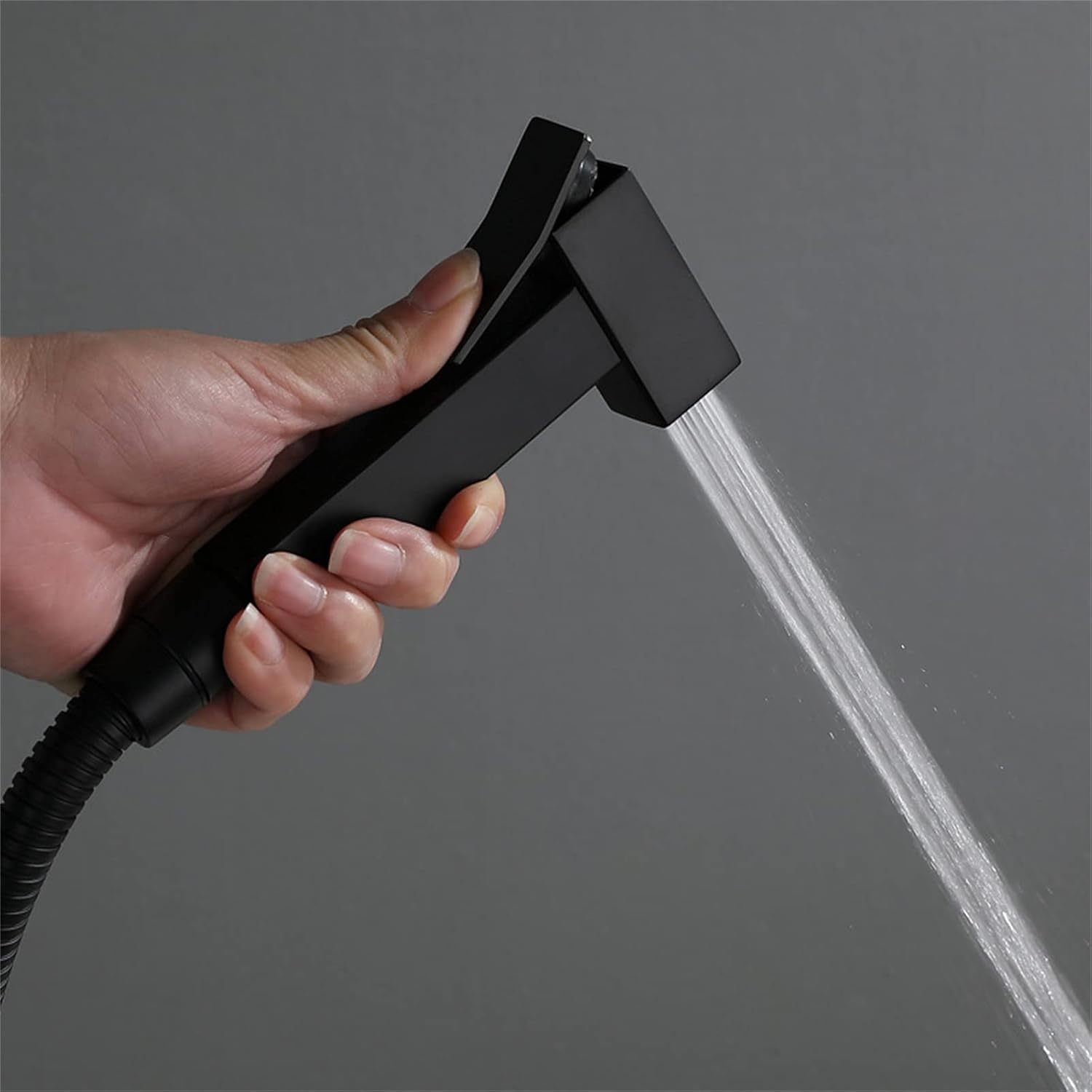 Hand Held Bidet Sprayer, Single Cold Stainless Steel Toilet Bidet Faucet Shattaf Valve Jet Set Shower Head,Black(Black)