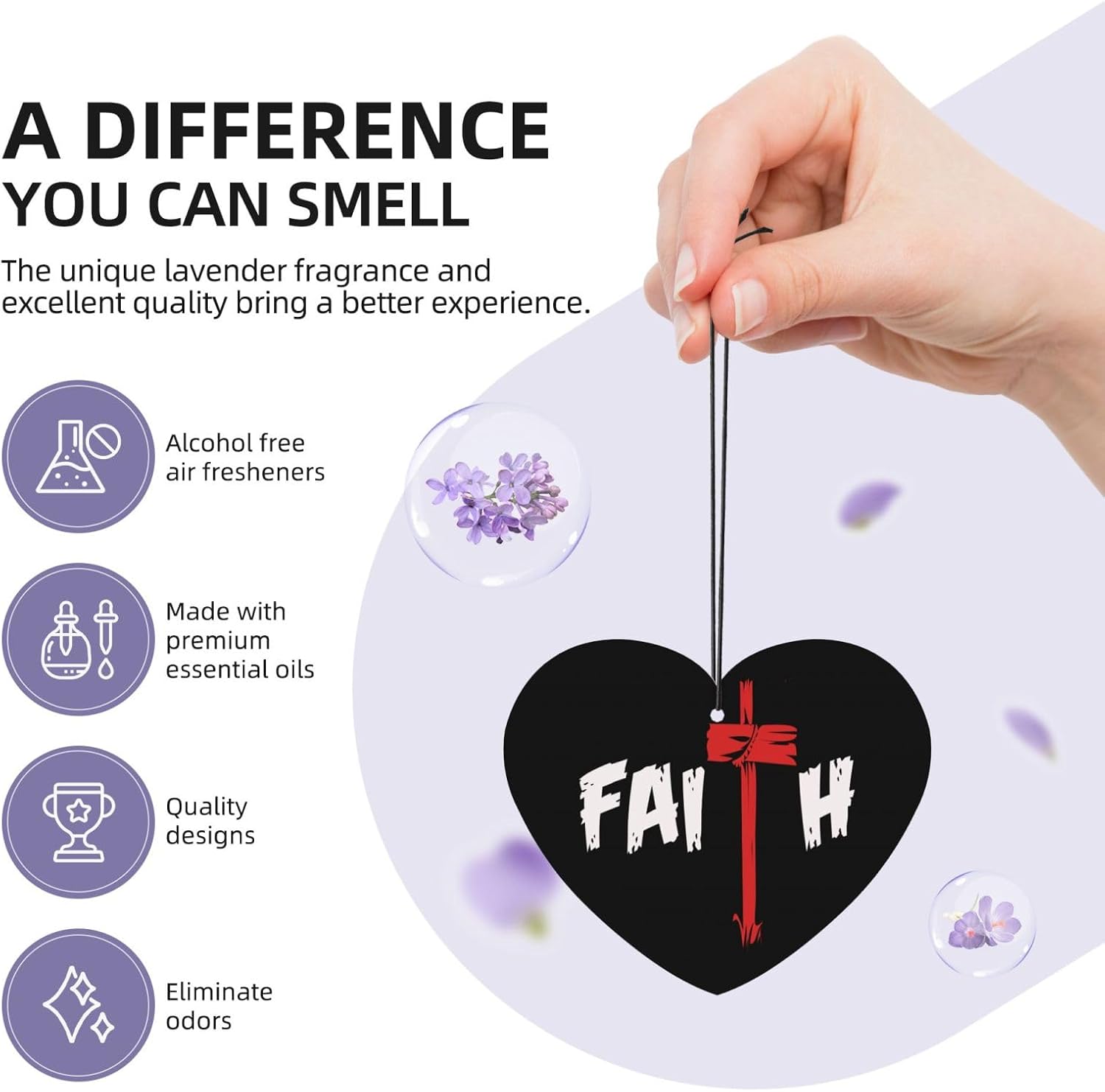 100 PCS Jesus Christian Religious Cross Faith Car Air Fresheners Cards Set, Multi-Pack Scented Cards, Long-Lasting Auto Fragrance Cards for Vehicle, Home & Office Heart Shape