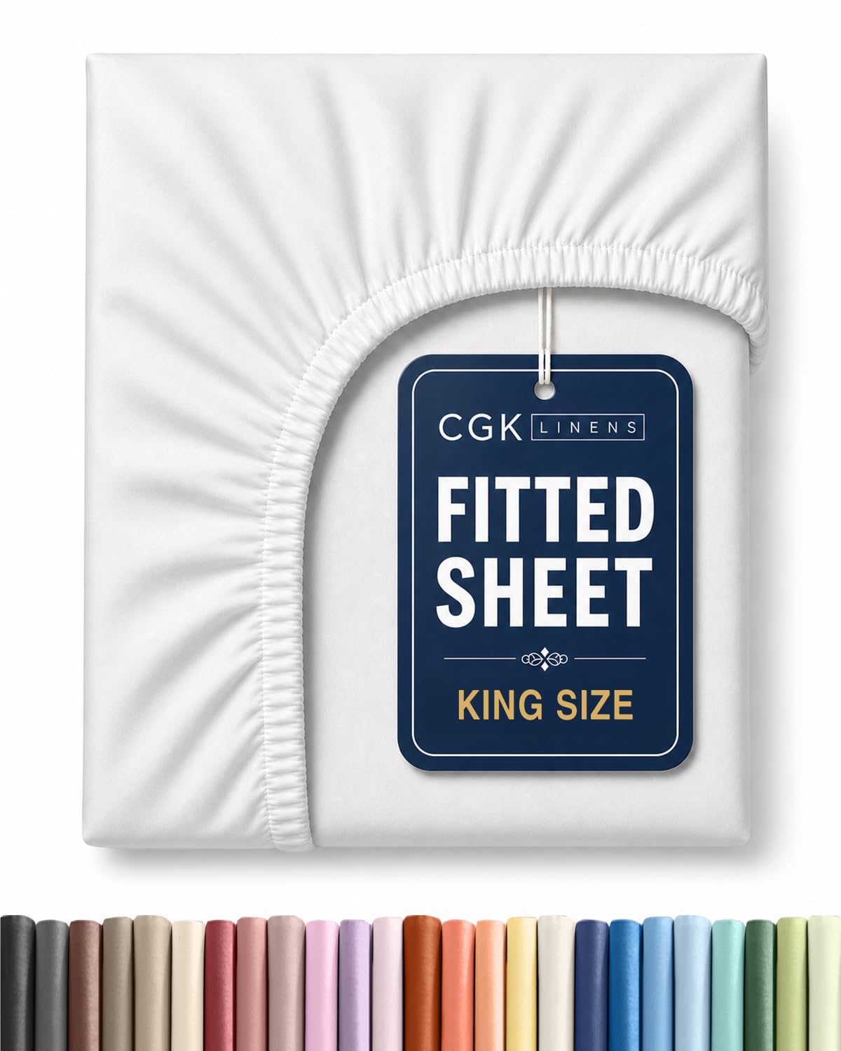 King Fitted Sheet - Single Fitted Sheet Only - 8-16" Deep Pockets - White