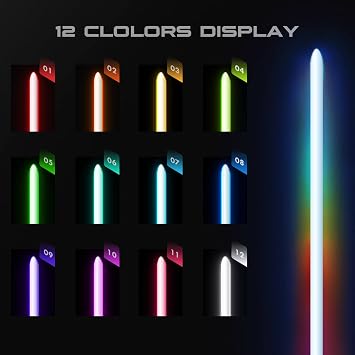 CVCBSER Dueling Lightsaber, 15 Colors Changeable with 12 Mode Sound Effect Premium Metal Handle Sturdy Blade Light Saber (RGB-X-Silver)