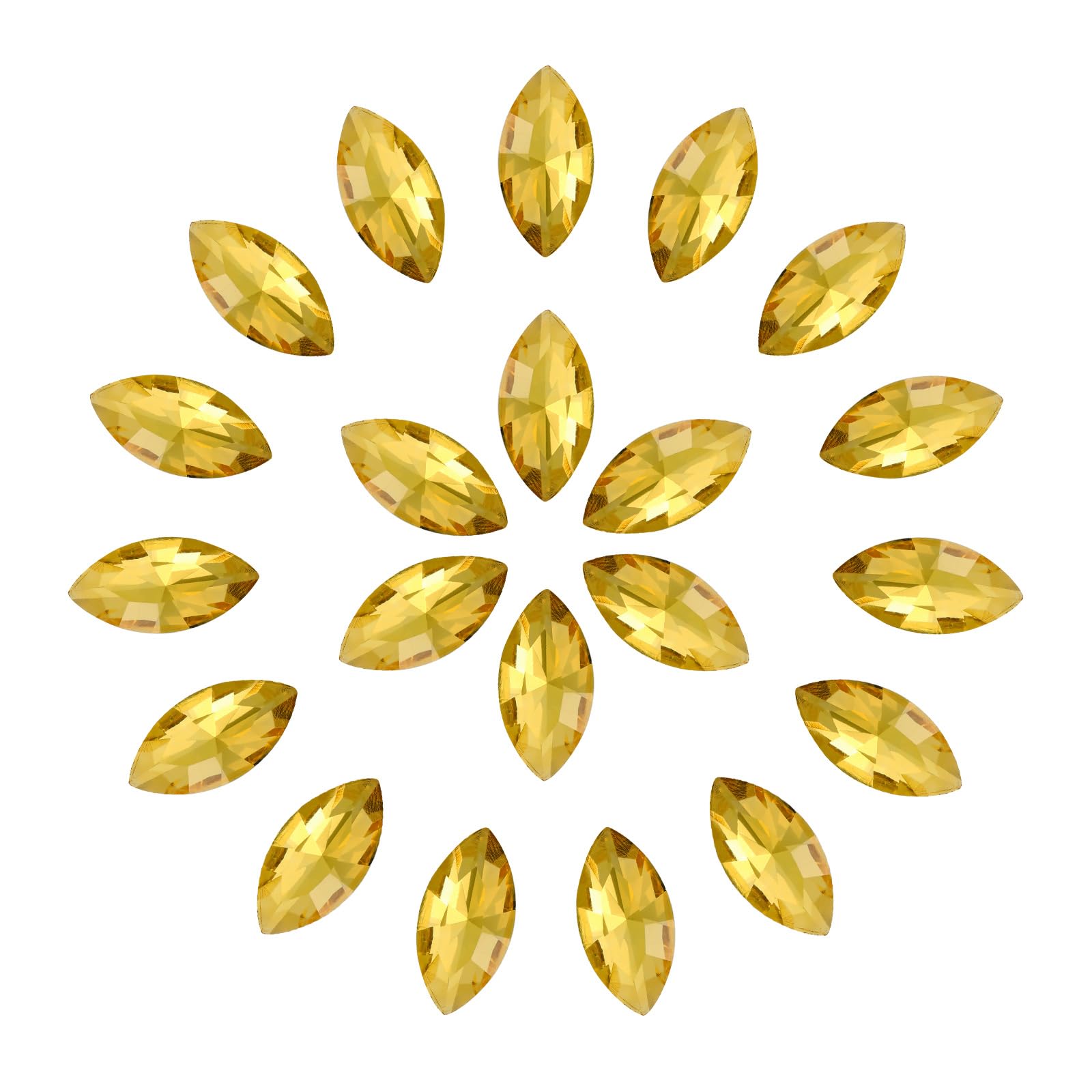 Piedras preciosas puntiagudas de cristal amarillo facetado para joyería decorativa