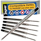 Jaymo Replacement for Parker 30525PP and Bastion - Measures 3.875 in / 98 mm Long - G2 Gel Ballpoint Pen Refill - 6 Black