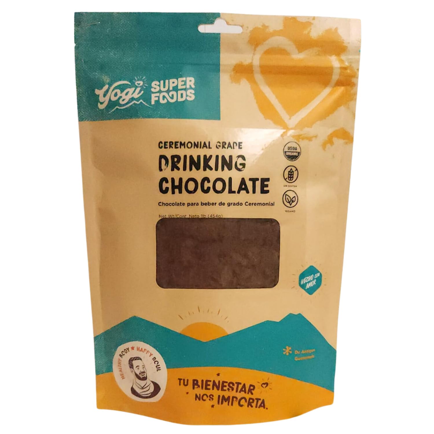 Yogi Super Foods16oz Ceremonial Grade Cacao Drinking Chocolate, Cacao Coffee Alternative Caffeine Free - Organic Unsweetened Cacao Drink, Coffee Substitute Gluten Free - 1lb
