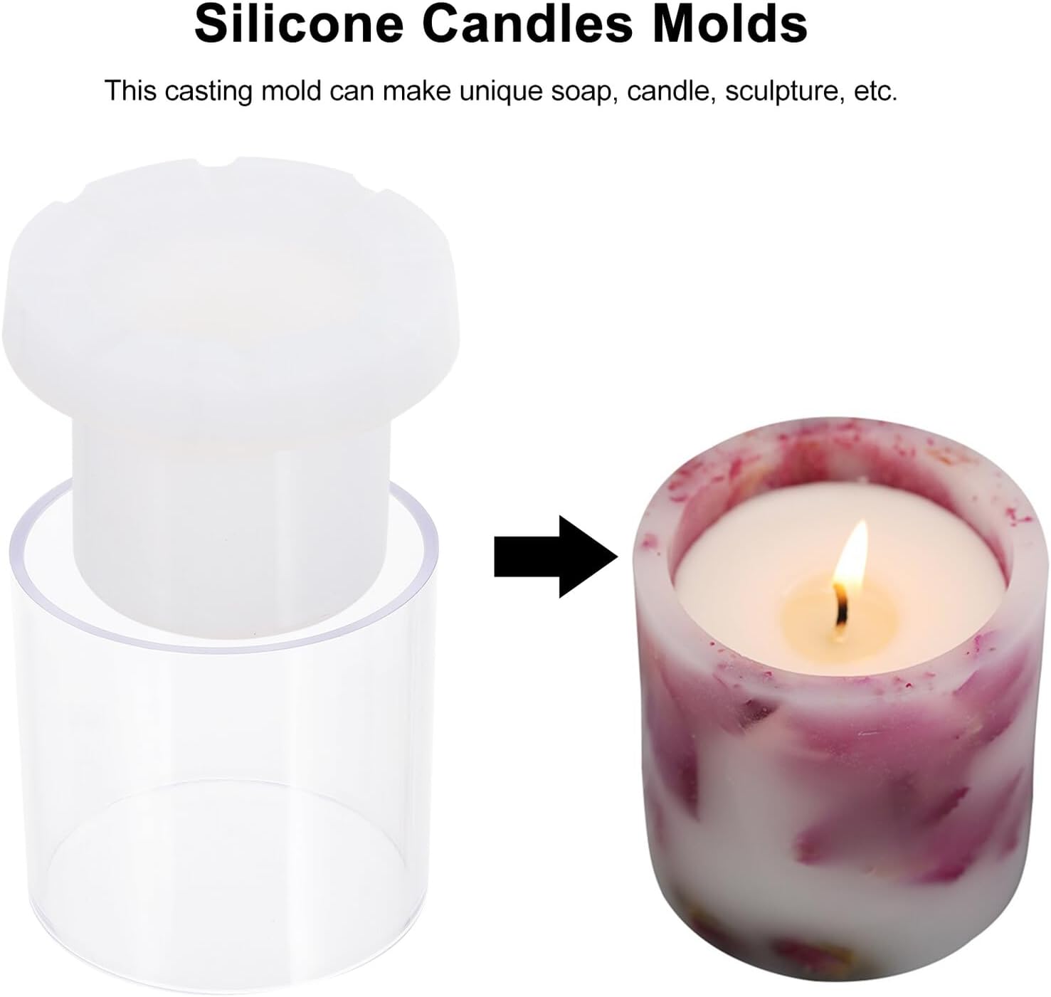 Plastic Cylinder Candle Mold Hollow DIY Handicraft Mold for Scented Pillar Candles and Soap Making
