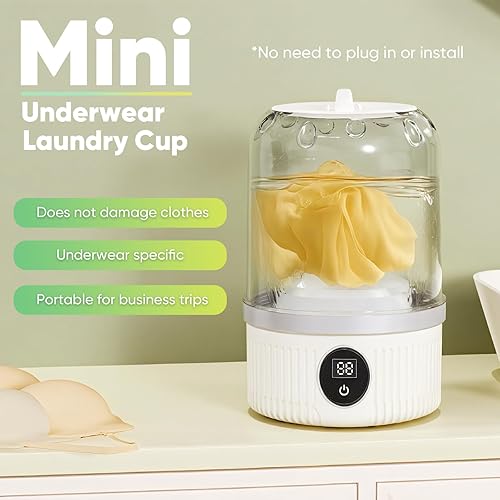 Miniatura 2 de Mini lavadora portátil, lavadora de ropa interior inalámbrica recargable, taza de lavandería ultrasónica de viaje para sujetadoresropa