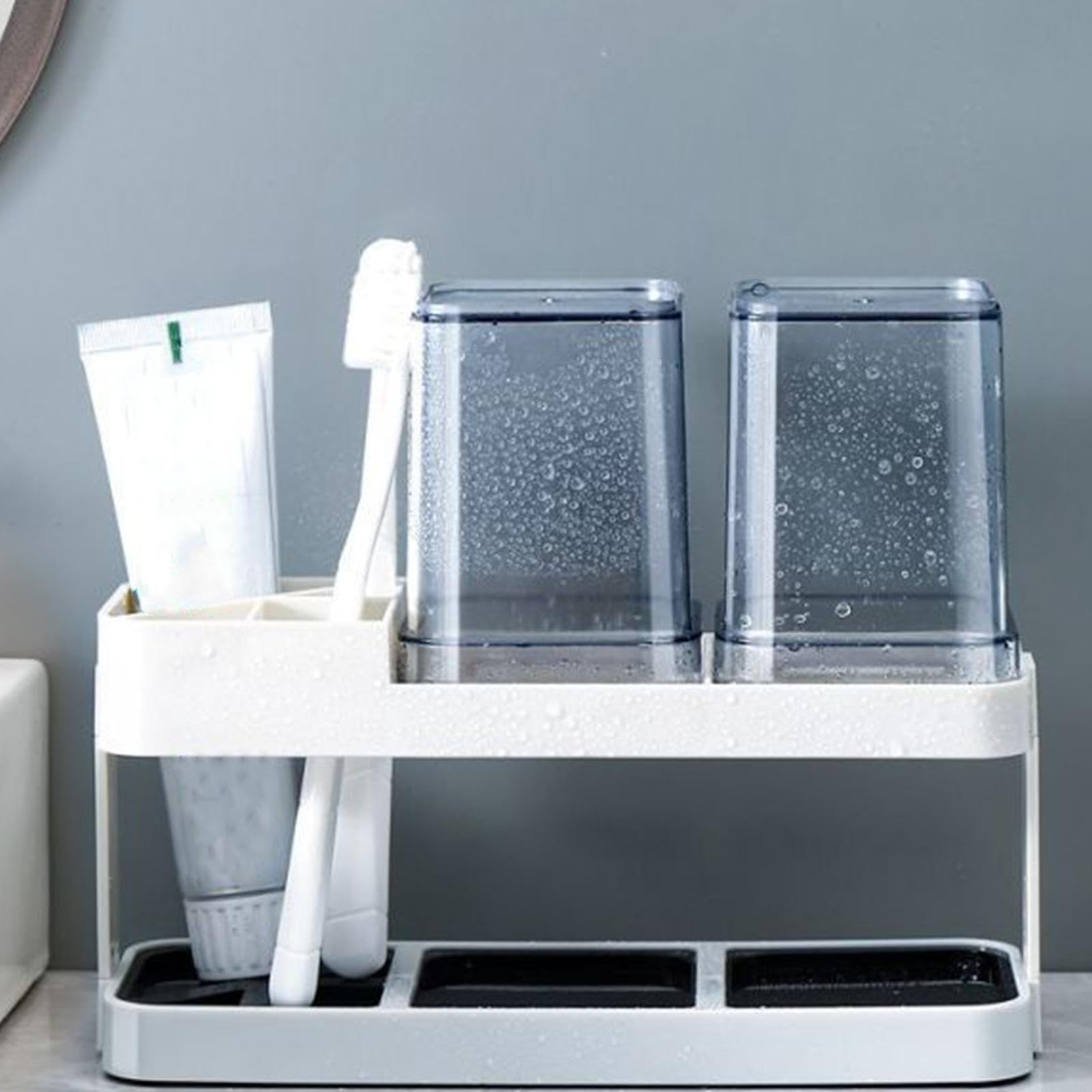 2-teiliger Zahnbürstenhalter Aus Glas Mit Goldfarbenem Schlitz - Badezimmer Organizer